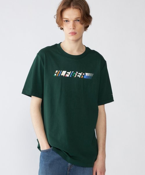 TOMMY HILFIGER(トミーヒルフィガー)/マルチカラーヒルフィガーTシャツ/グリーン