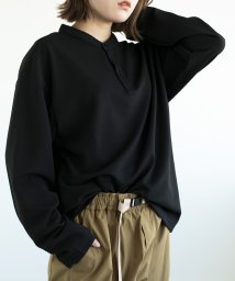 aimoha(aimoha（アイモハ）)/aimoha men HENLEY NECK PULLOVER ヘンリーネックプルオーバー/ブラック