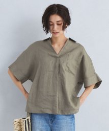 green label relaxing(グリーンレーベルリラクシング)/［size SHORTあり］フレンチリネン スキッパー 5分袖 シャツ/MOCA