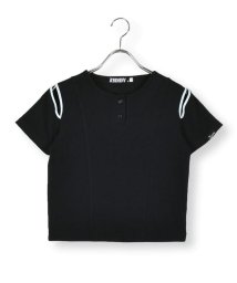 ZIDDY/肩スリット短丈ヘンリーネックTシャツ(130~160cm)/505985641