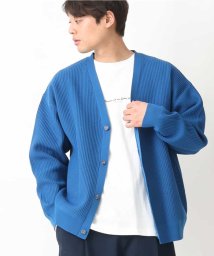 a.v.v (MEN)(アー・ヴェ・ヴェメンズ)/【洗濯機で洗える】メッシュ編みニットワイドシルエットカーディガン/ブルー