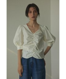 BLACK BY MOUSSY(ブラックバイマウジー)/2way gather blouse/O/WHT1
