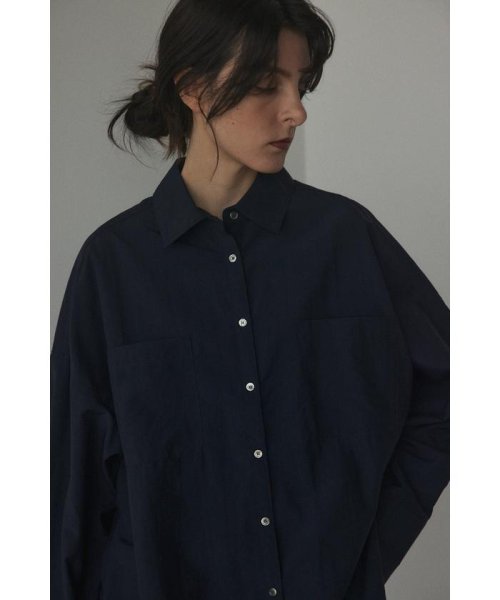 BLACK BY MOUSSY(ブラックバイマウジー)/nylon big shirt/NVY