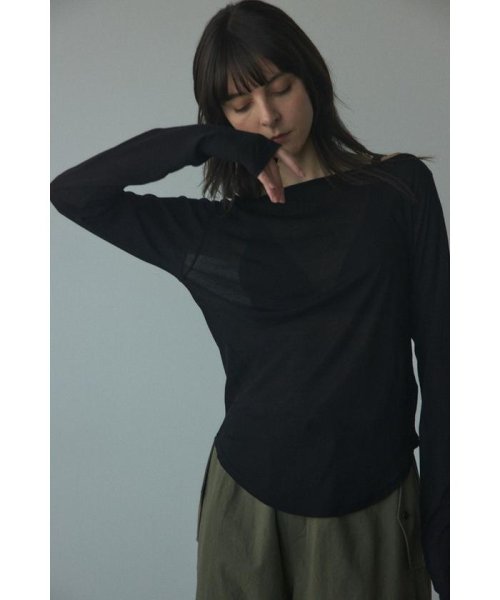 BLACK BY MOUSSY(ブラックバイマウジー)/boat neck sheer tops/BLK