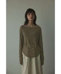 BLACK BY MOUSSY(ブラックバイマウジー)/boat neck sheer tops/L/KHA1
