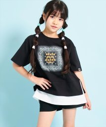 ANAP KIDS(アナップキッズ)/バンダナプリント レイヤード風 Tシャツ/ブラック