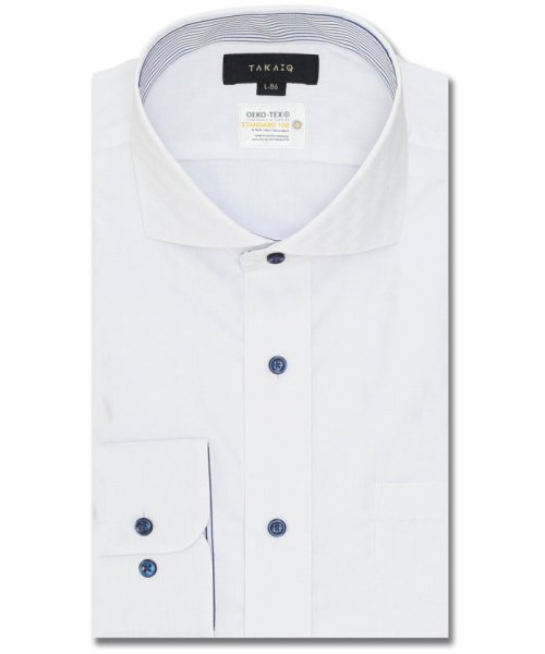 TAKA-Q(タカキュー)/形態安定 吸水速乾 スタンダードフィット カッタウェイ長袖シャツ 長袖 シャツ メンズ ワイシャツ ビジネス ノーアイロン 形態安定 yシャツ 速乾/ホワイト