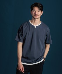 THE SHOP TK(ザ　ショップ　ティーケー)/【ブランド定番／1枚でコーデが決まる！】ポンチキーネック半袖Tシャツ/ブルー（093）