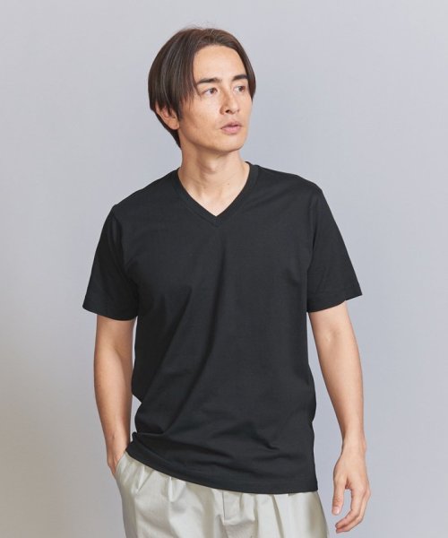 BEAUTY&YOUTH UNITED ARROWS(ビューティーアンドユース　ユナイテッドアローズ)/ハイゲージ ガスコットン Vネック ショートスリーブ Tシャツ ‐ 抗菌 防臭機能‐/BLACK