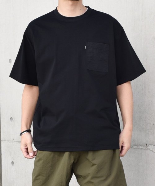 SHIPS any MEN(シップス　エニィ　メン)/*SHIPS any: 〈撥水加工〉Teflon EcoElite(TM) ナイロンポケット Tシャツ◇/ブラック