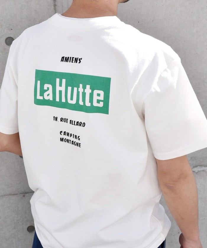 【SHIPS any別注】La Hutte: ワンポイント ロゴ / バックプリント Tシャツ◆