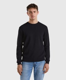 BENETTON (mens)(ベネトン（メンズ）)/ピュアメリノウールクルーネックニットセーター/ブラック