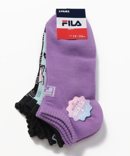 FILA socks Kids(フィラ　ソックス　キッズ)/【キッズ】ロゴアンクルソックス 3足組 ガールズ/その他1