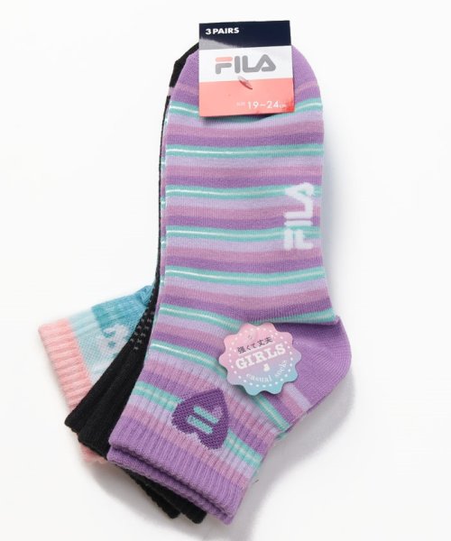 FILA socks Kids(フィラ　ソックス　キッズ)/【キッズ】ロゴ ショートソックス 3足組 ガールズ/その他1