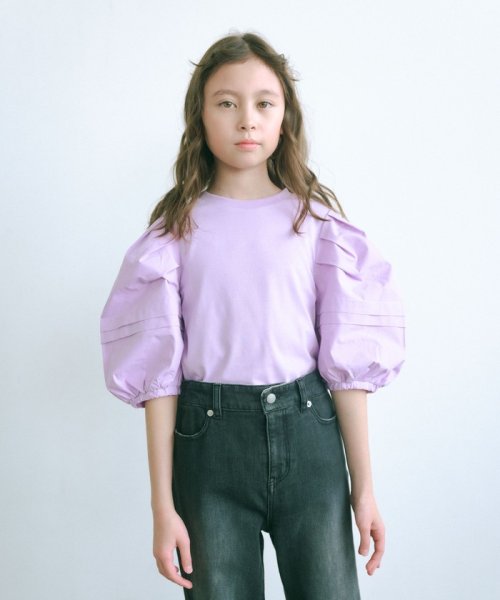 green label relaxing （Kids）(グリーンレーベルリラクシング（キッズ）)/TJ タックスリーブ 5分袖 プルオーバー 140cm－160cm/LILAC