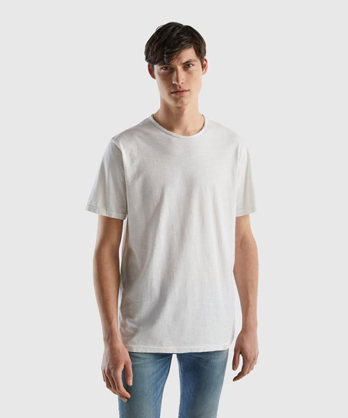 BENETTON (mens)(ベネトン（メンズ）)/スラブコットンクルーネック半袖Tシャツ・カットソー/ホワイト