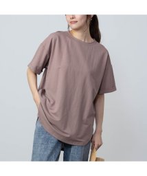 MAC HOUSE(women)(マックハウス（レディース）)/SARARI サラリ NAVY チュニック丈半袖Tシャツ MH846－706/ベージュ