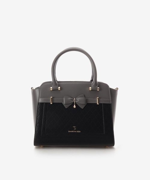 キルティングアクセントリボンハンドバッグ 
