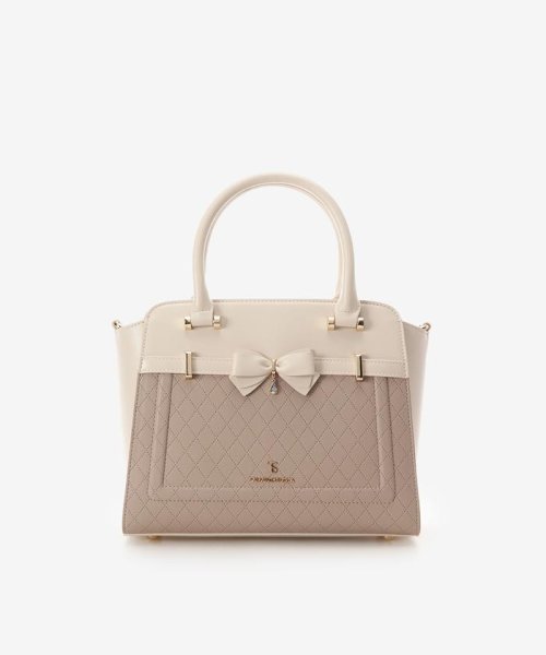 キルティングアクセントリボンハンドバッグ 