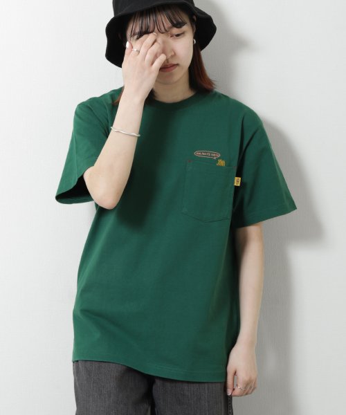 ZIP FIVE(ジップファイブ)/ベーシックポケット刺繍Tシャツ/グリーン