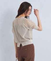 green label relaxing(グリーンレーベルリラクシング)/シアー バックシャン フェイクパール プルオーバー ニット  －ウォッシャブル－/NATURAL