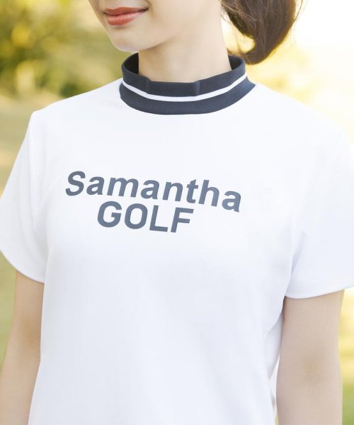 Samantha GOLF(サマンサゴルフ)/ベアスムース半袖モックネック/ホワイト