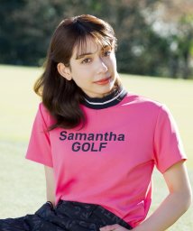 Samantha GOLF(サマンサゴルフ)/ベアスムース半袖モックネック/フューシャピンク