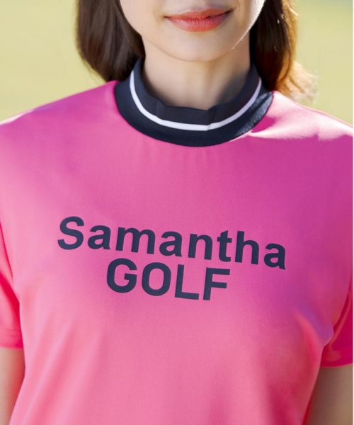 Samantha GOLF(サマンサゴルフ)/ベアスムース半袖モックネック/フューシャピンク