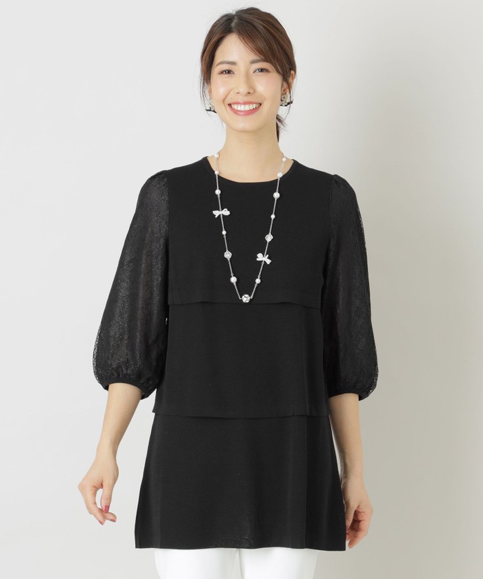 TO BE CHIC】トゥービーシック（42）花柄 レース フレアワンピース