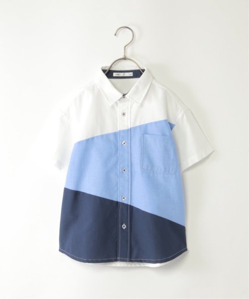 ikka kids(イッカ　キッズ)/アシメ切り替え半袖シャツ（120〜160cm）/オフホワイト