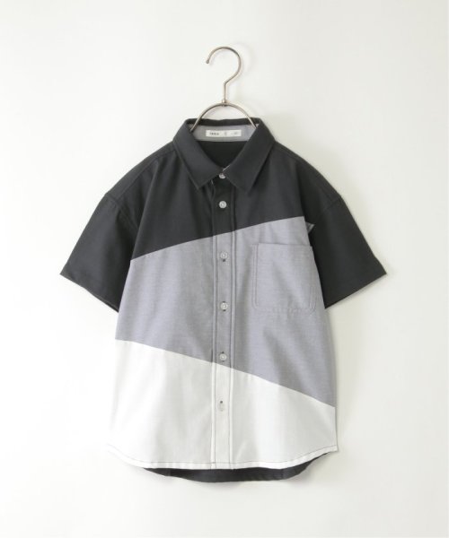 ikka kids(イッカ　キッズ)/アシメ切り替え半袖シャツ（120〜160cm）/ブラック