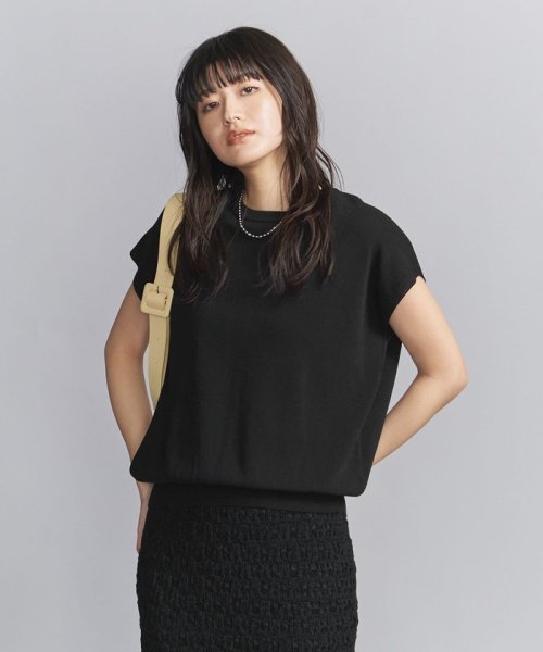 BEAUTY&YOUTH UNITED ARROWS(ビューティーアンドユース　ユナイテッドアローズ)/フレンチスリーブ ニットプルオーバー －ウォッシャブル－/BLACK