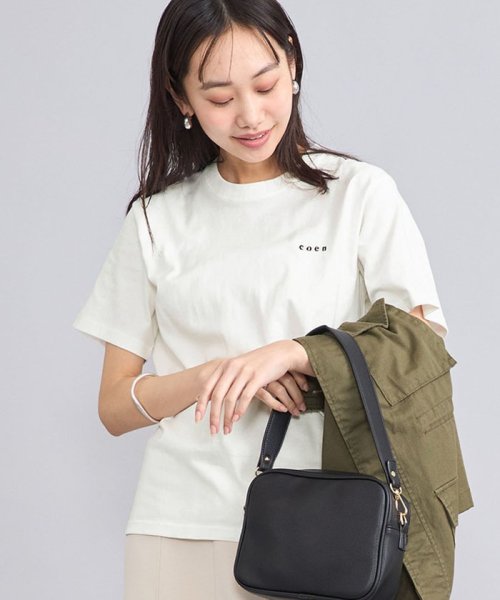 coen(coen)/USAコットンCOEN刺繍Tシャツ/OFFWHITE