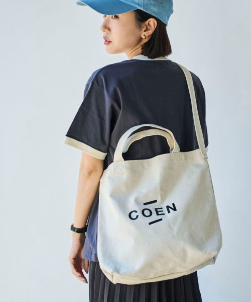 coen(coen)/COENロゴ2WAYトートバッグ/OFFWHITE