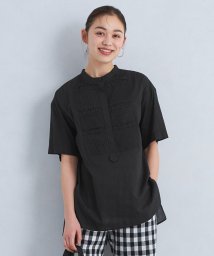 green label relaxing(グリーンレーベルリラクシング)/［size SHORTあり］クラフト 5分袖 ブラウス/BLACK