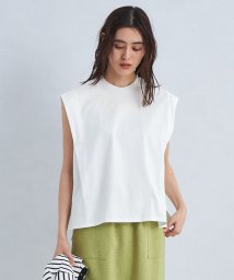 green label relaxing(グリーンレーベルリラクシング)/【WEB限定】サイド タック ノースリーブ Tシャツ －マシンウォッシャブル・汗染み防止－/WHITE