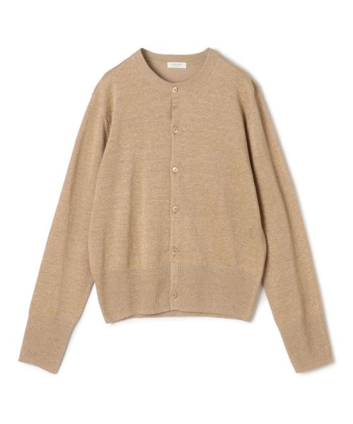 プレーンリネン クルーネックカーディガン 