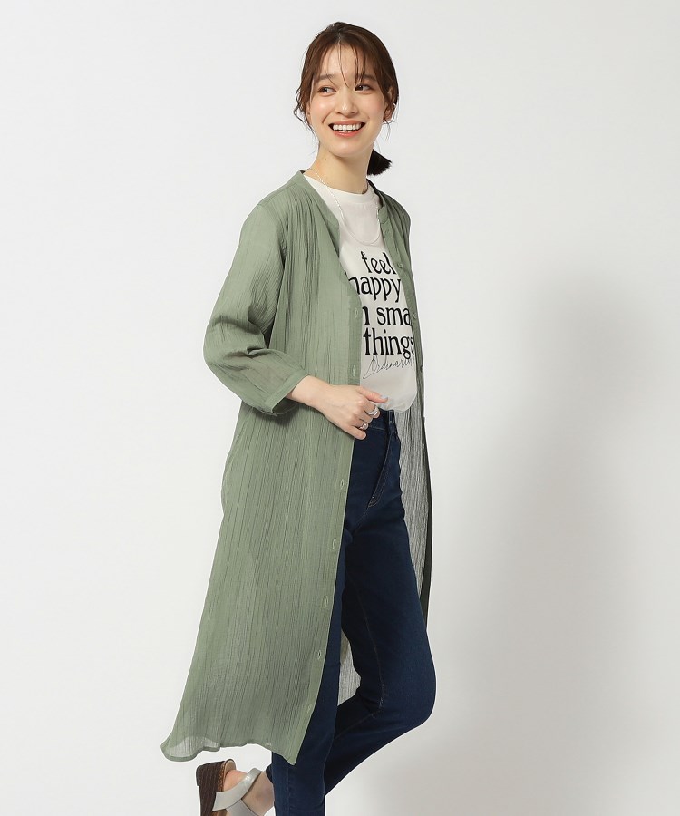 【洗える/7分袖】ふんわり さらさら コットンシフォンシャツワンピース 【洗える/7分袖】ふんわり さらさら コットンシフォンシャツワンピース