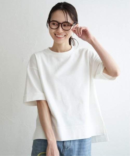 ikka(イッカ)/ミニ裏毛スウェットライク半袖Tシャツ/オフホワイト