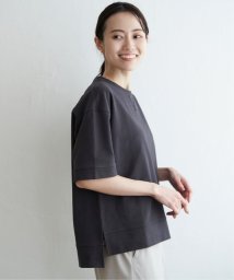 ikka(イッカ)/ミニ裏毛スウェットライク半袖Tシャツ/チャコールグレー
