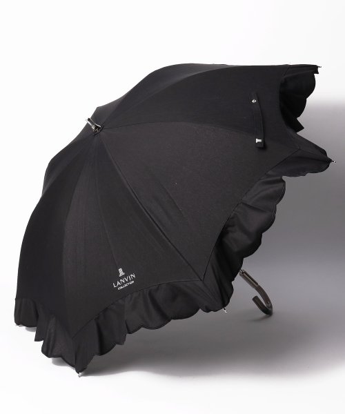 LANVIN Collection(umbrella)(ランバンコレクション（傘）)/晴雨兼用日傘　シエスタ　刺繍フリル/ブラック