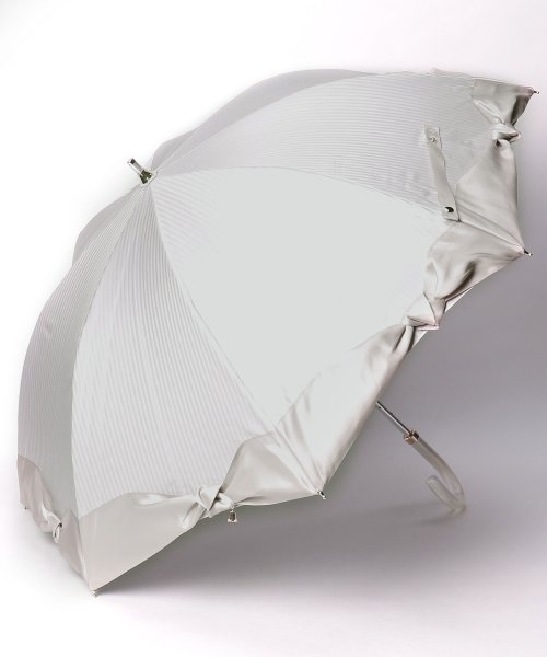 LANVIN en Bleu(umbrella)(ランバンオンブルー（傘）)/晴雨兼用日傘　ストライプサテンリボン/キャメル