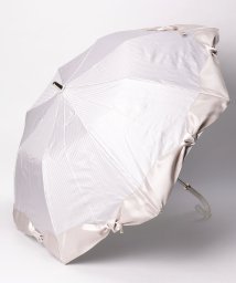 LANVIN en Bleu(umbrella)(ランバンオンブルー（傘）)/晴雨兼用折りたたみ日傘　ストライプサテンリボン/キャメル