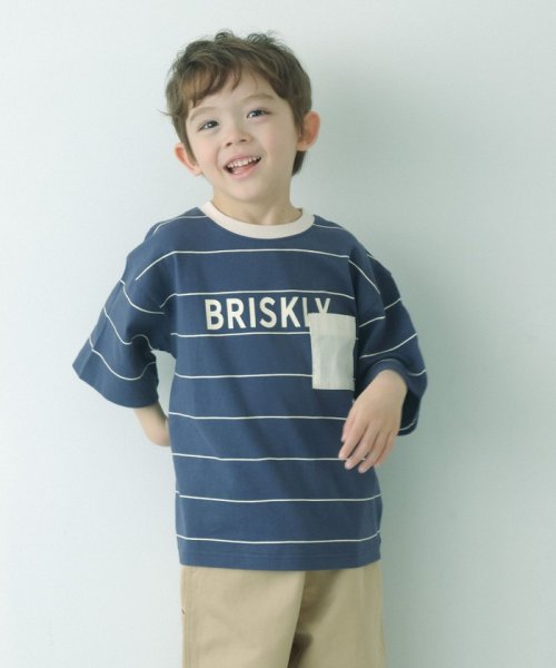 green label relaxing （Kids）(グリーンレーベルリラクシング（キッズ）)/TJ ボーダー ポケット Tシャツ 100cm－130cm/NAVY