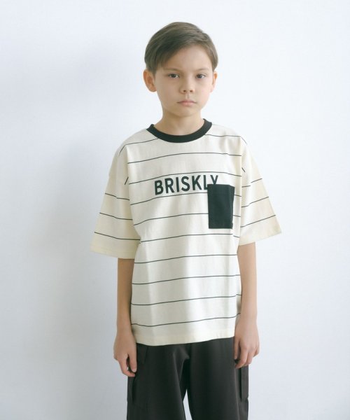 green label relaxing （Kids）(グリーンレーベルリラクシング（キッズ）)/TJ ボーダー ポケット Tシャツ 140cm－10cm/OFFWHITE
