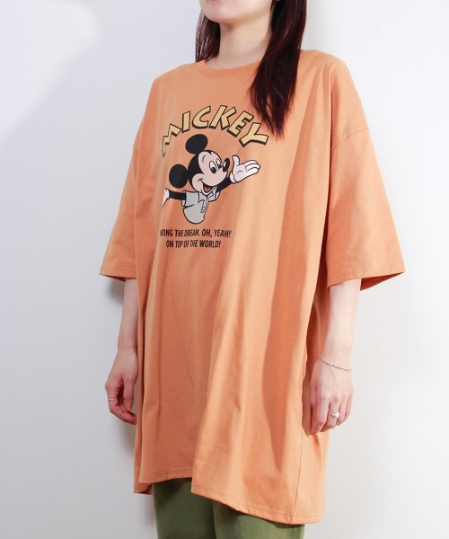 DISNEY(DISNEY)/【DISNEY/ディズニー】天竺7分袖BIGＴシャツ ミッキーマウス・ミニーマウス・ドナルドダッグ・デイジーダッグ/オレンジ