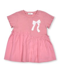 SLAP SLIP(スラップスリップ)/リボンパッチ刺しゅうアシンメトリーTシャツ(90~140cm)/ピンク