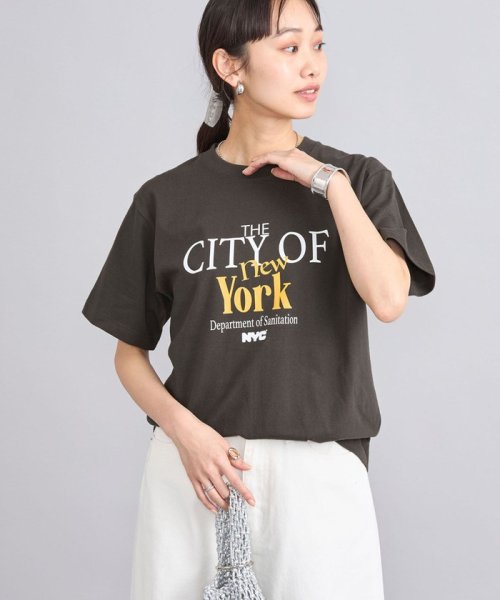 coen(coen)/ROCK STANLEY（ロックスタンレー）別注NYCロゴプリントTシャツ/DK.GRAY