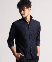 NICOLE CLUB FOR MEN/シアーチェック7分袖スタンドカラーシャツ/505990802