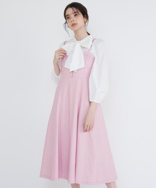 Maglie le cassetto(マーリエ ル カセット)/《大きいサイズ》キャミ型デニムジャンパースカート/ピンク1